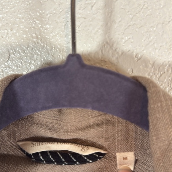 Soft Surroundings Taupe Linen Blend Long Line Single Button Blazer Size Medium - Picture 3 of 7